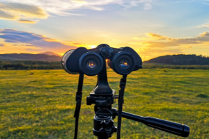 Landschaft mit Fernglas